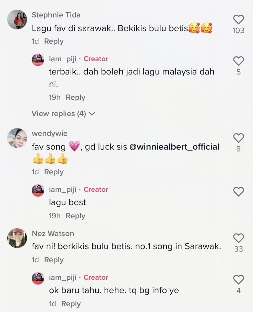Netizen Di TikTok Teruja Winnie Albert Nyanyi Lagu 'Bekikis Bulu Betis' Di Pentas Meletop