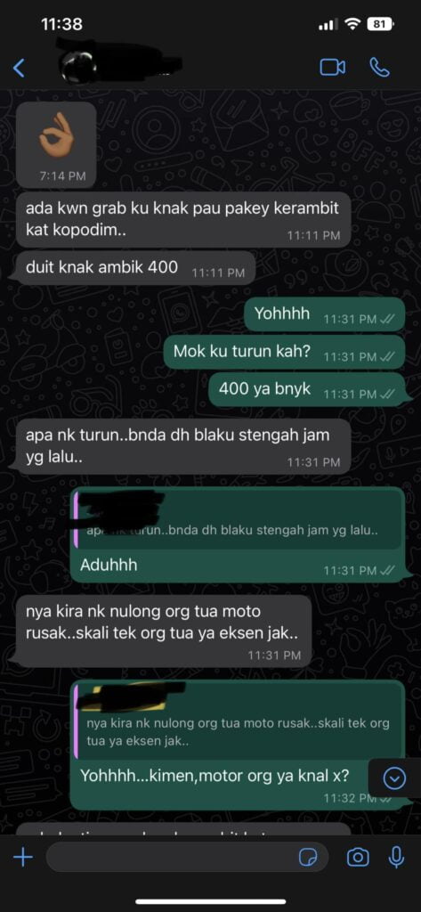 'Nak Tolong Orang Tua Motosikal Rosak', Pemandu Grab Disamun Guna Kerambit Di Kopodim