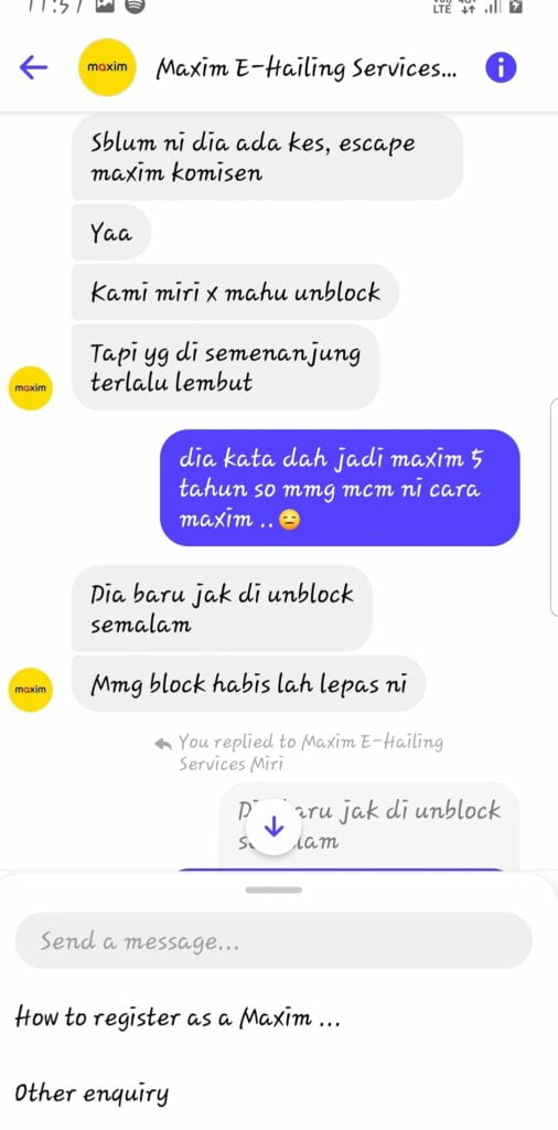 Dicaj Sampai 3 Kali Ganda, Penumpang Ini Kecewa Dengan Sikap Pemandu Maxim Di Miri