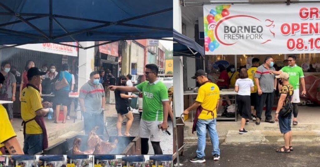 Pembukaan Borneo Fresh Pork Buat Pemanggangan Babi Tengah Pasar Di Bintangor, Undang Kritikan Netizen