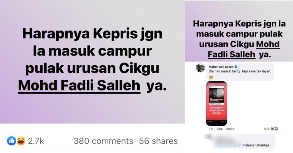 Belum Reda Satu Isu, Netizen Geram Individu Muatnaik Status Seolah ‘Ugut’ Cikgu Fadli