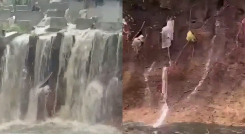 [VIDEO] Tanah Kubur Runtuh Akibat Hujan Lebat, Jenazah Hampir Hanyut
