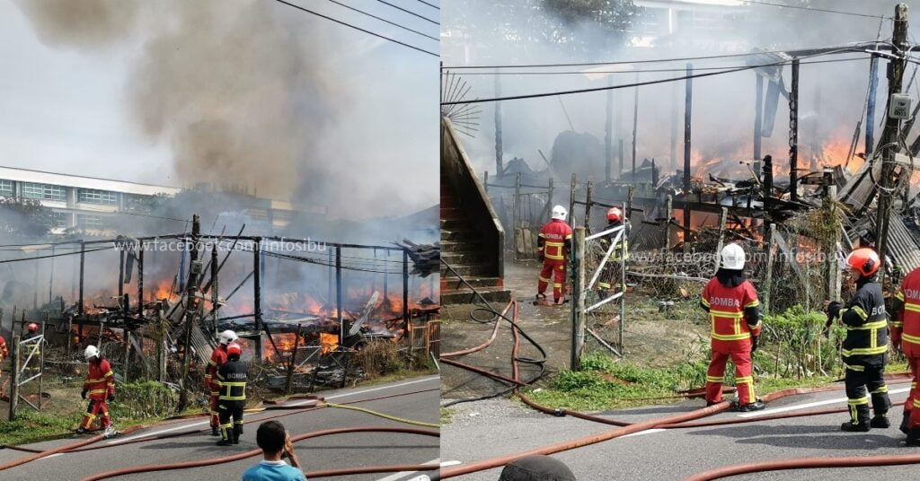 Kebakaran Di Sibu Ranapkan 6 Buah Rumah Di Jalan Tong Sang Sekelip Mata