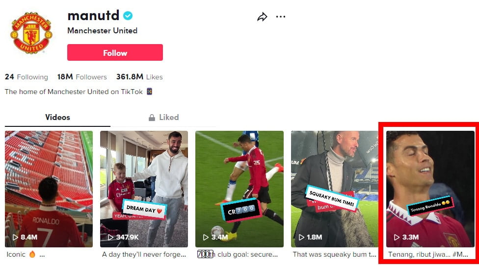 'Admin Orang Malaysia Ke?' Akaun Rasmi Man Utd Guna Lagu Jiwang Di TikTok Buat Netizen Terhibur