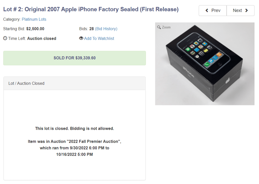 Berpuluh Kali Ganda Dari Harga Asal, iPhone 1st Gen Ini Telah Dibida Pada Harga RM185K
