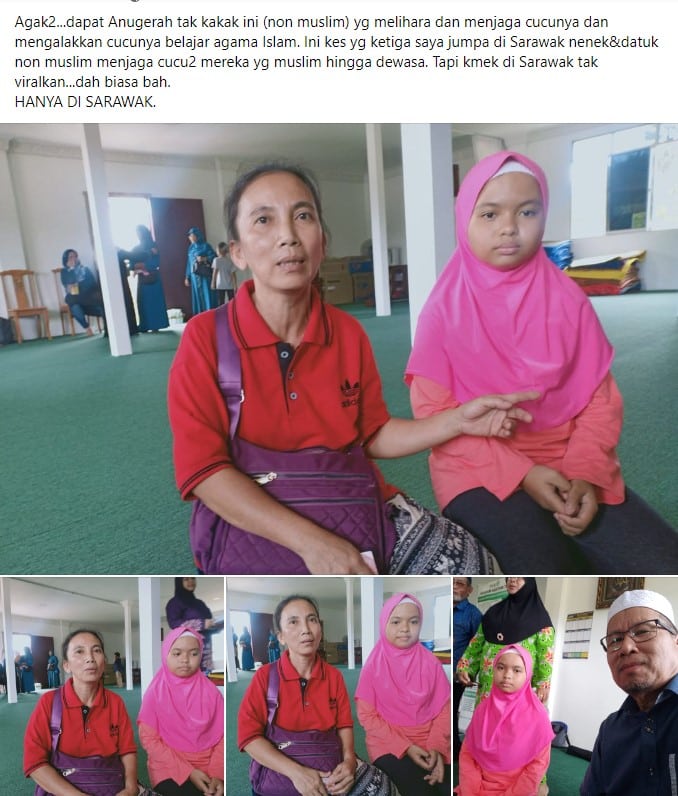 Gigih Besarkan Cucu Ikut Ajaran Islam, Netizen Kagum Sikap Terpuji 'Inik' Dari Sibu Ini.