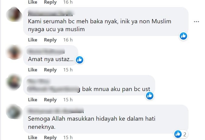 Gigih Besarkan Cucu Ikut Ajaran Islam, Netizen Kagum Sikap Terpuji 'Inik' Dari Sibu Ini.