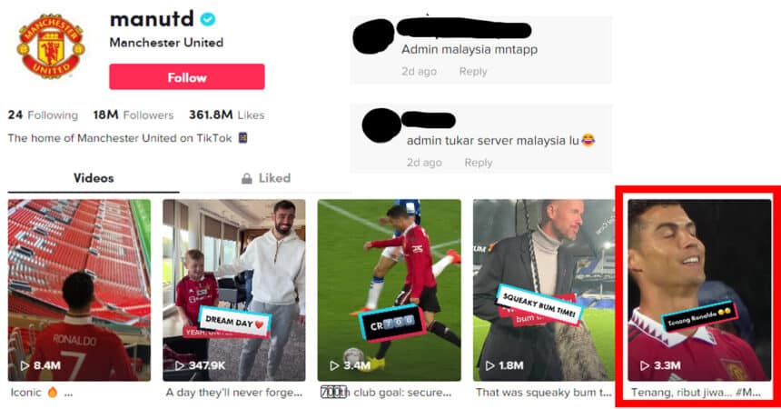 'Admin Orang Malaysia Ke?' Akaun Rasmi Man Utd Guna Lagu Jiwang Di TikTok Buat Netizen Terhibur