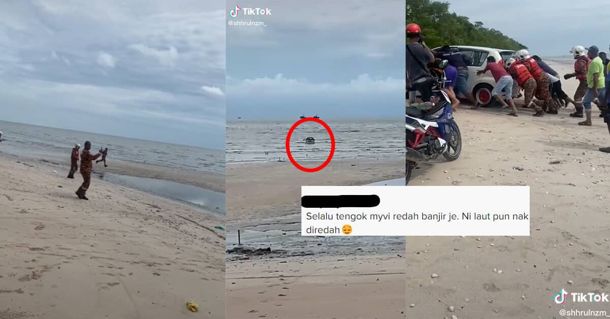 Buat Hal Lagi, Kali Ini 'King' Myvi Terkandas Di Tengah Laut