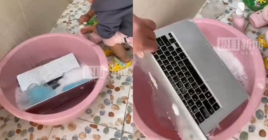 Niat Nak Tolong, Anak Lelaki Ini Cuci MacBook Selepas Mendengar Ia Ada 'Banyak Sampah'
