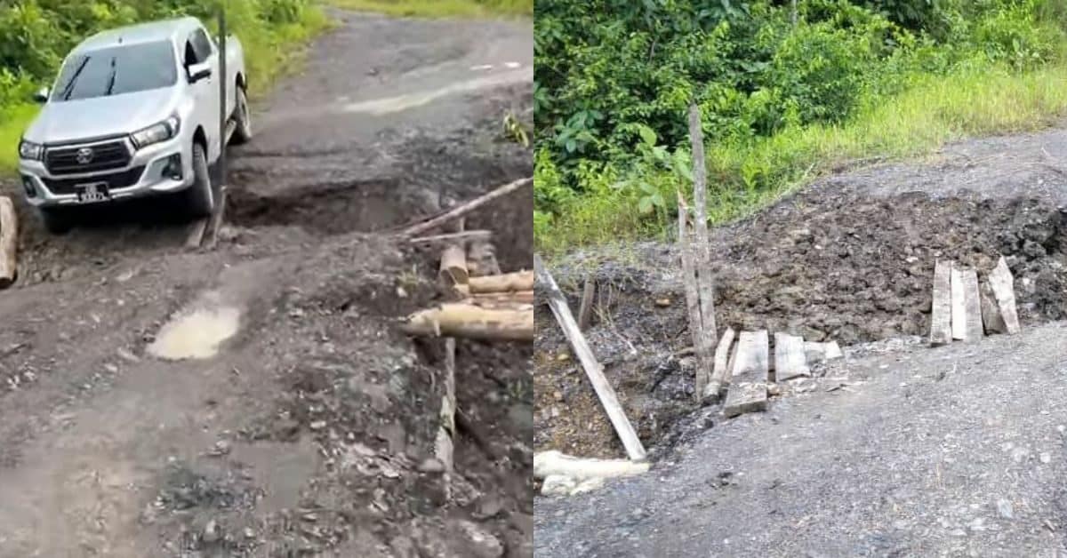 Khuatir Mampu Ragut Nyawa, Penduduk 'Seru' Baiki Jalan Rosak Di Long Aton Miri