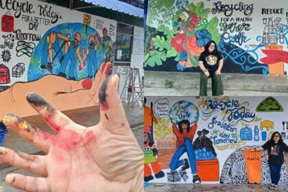 Mural Hasil Tangan Pelukis Bidayuh-Iban Ini Serikan Pusat Kitar Semula Di Sekitar Kuching