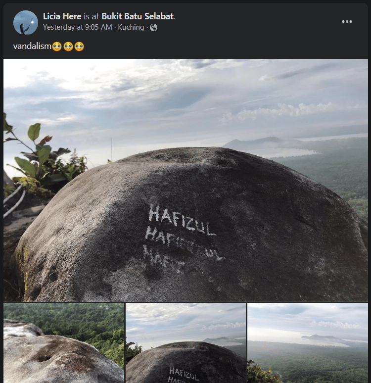 Rosakkan Alam Semula Jadi, Netizen Sedih Bukit Batu Selabat Dicemari Vandalisme