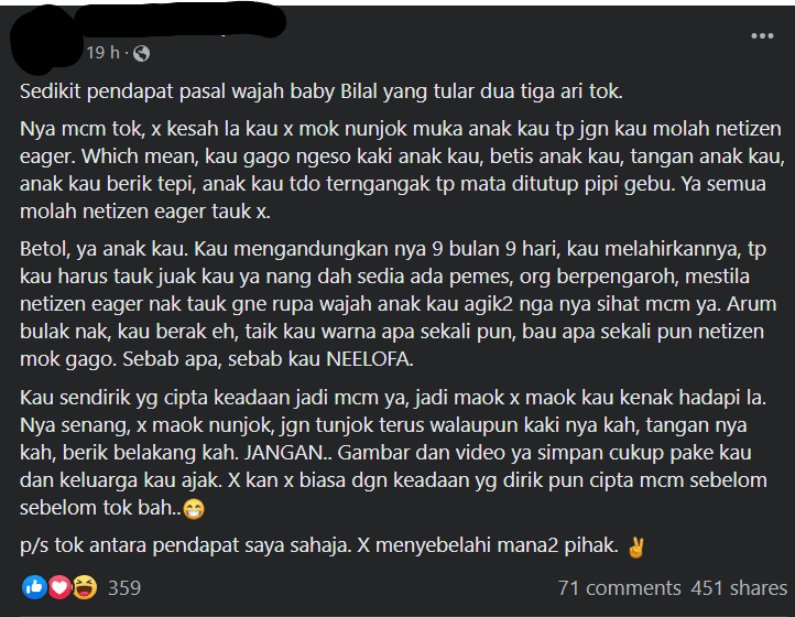 Neelofa Terkilan Muka Anaknya Tular, Netizen Berpendapat Puncanya Adalah Neelofa Sendiri