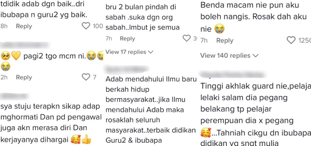Video TikTok Pelajar Sekolah Di Keningau Menyantuni Pengawal Keselamatan Dapat Pujian Netizen