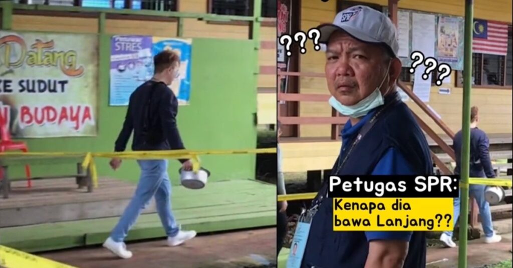 Tular Video Lelaki Sabah Bawa Periuk Nasi Ke Pusat Mengundi, Buat Netizen Terhibur