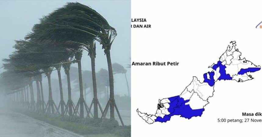 Amaran Hujan Lebat, Ribut Petir Landa Beberapa Tempat Di Sabah Dan Sarawak Malam Ini