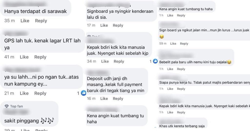 Papan Tanda Condong Di Samarahan Jadi Bahan Tawa Netizen