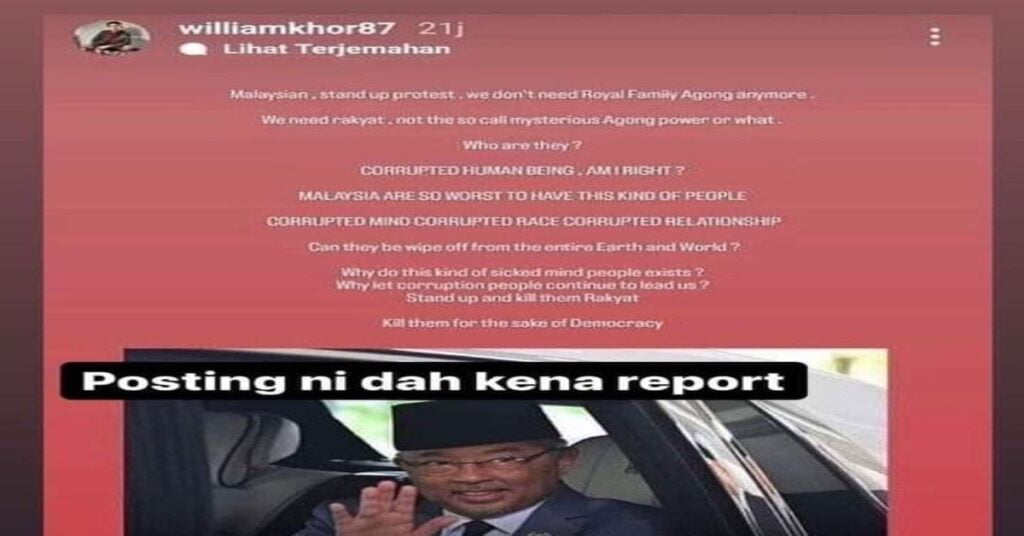 Muatnaik Status Hina Dan Ancam Bunuh Agong, Lelaki Berjaya Ditangkap Polis
