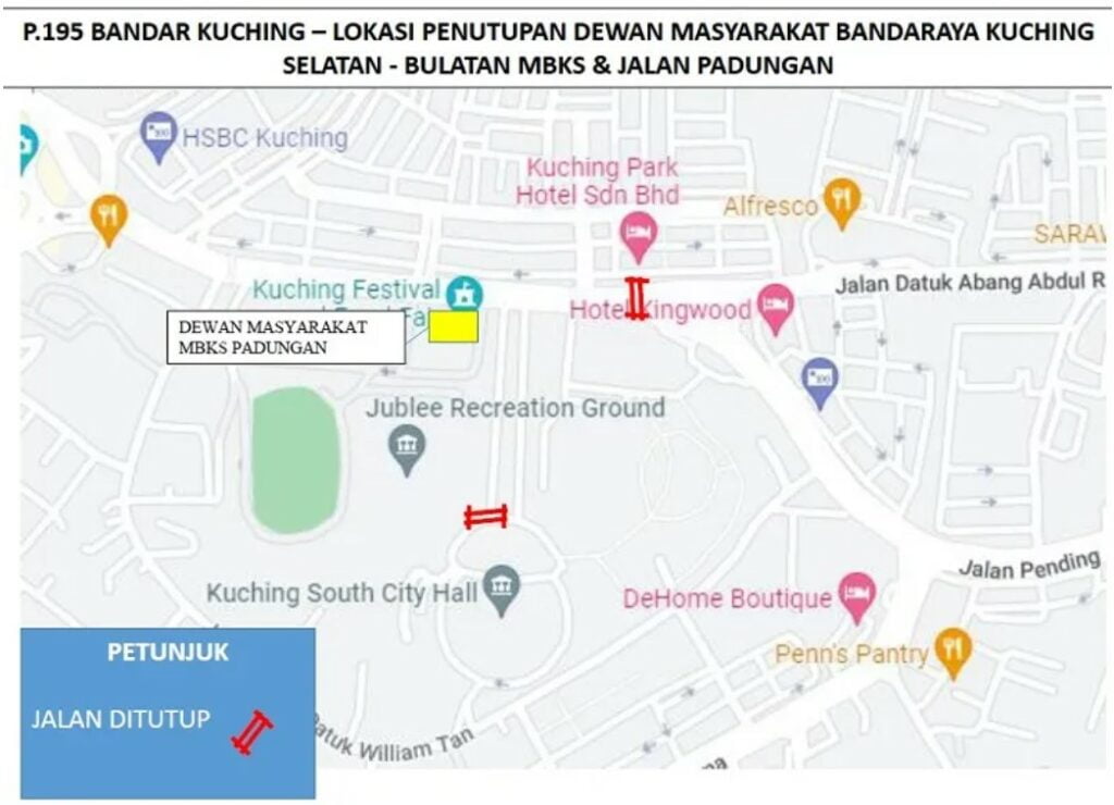 Beberapa Jalan Di Sekitar Kuching, Santubong Dan Petra Jaya Ditutup Hari Ini Sempena Penamaan Calon