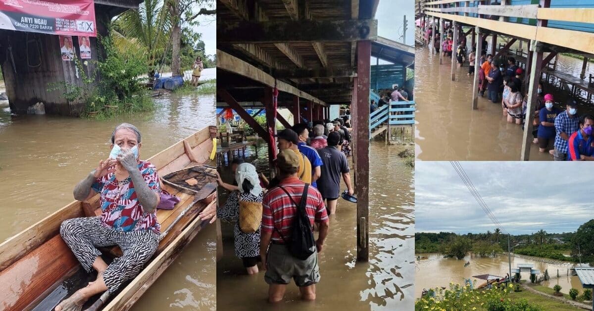 Terpaksa Redah Banjir Untuk Tunaikan Tanggungjawab, Keadaan Di Miri Ini Menyayat Hati Netizen