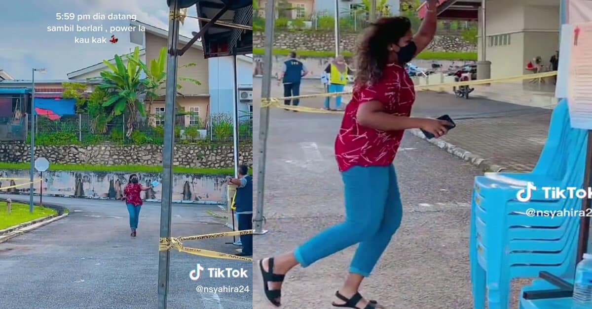 [VIDEO] Netizen Terhibur Lihat Wanita Ini Berlari Untuk Undi Kerana Tinggal Seminit