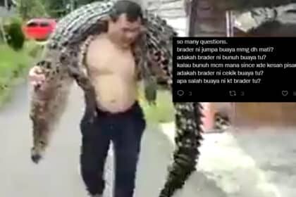 [VIDEO] Lelaki Ini Dilihat Angkat Buaya Balik Rumah, Buat Netizen Kagum Dan 'Confuse'
