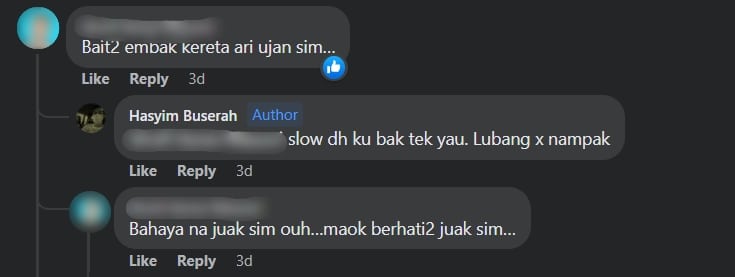 'Habis Rosak Rim', Netizen Mengadu Jalan Berlubang Di Jalan Demak Petra Jaya Undang Bahaya