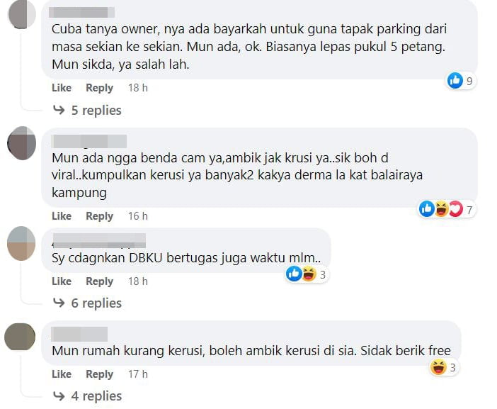 Letak Kerusi 'Cop' Parkir, Netizen Pertikai Tindakan Sebuah Kedai Makan Di Kuching Ini