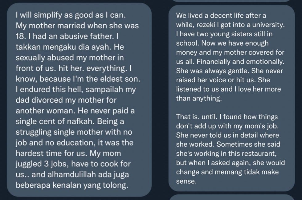 Merasa Jijik Setelah Dapat Tahu Ibunya Jual Diri Demi Tanggung Keluarga, Individu Ini Dikecam