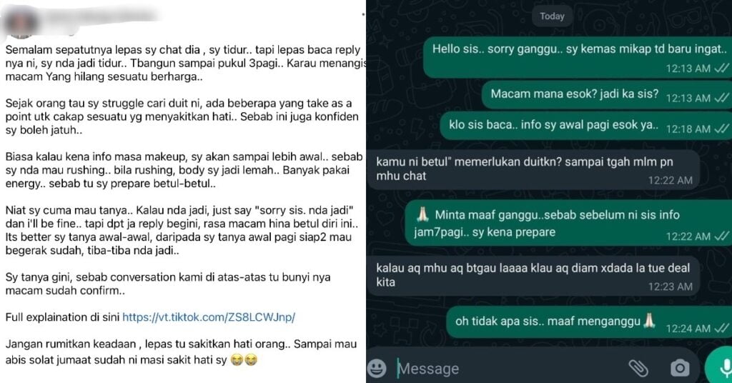 Tular Gambar Perbualan MUA & Pelanggan, Netizen Kesal Lihat Respon Biadap Pelanggan