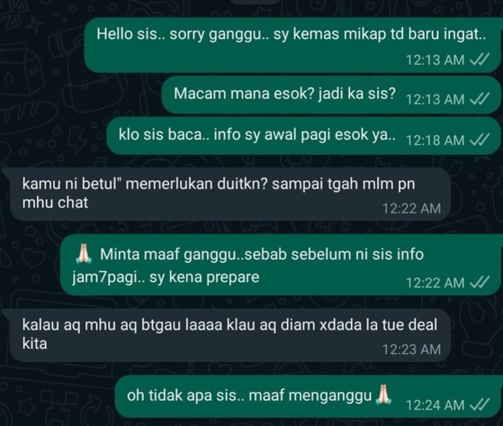 Tular Gambar Perbualan MUA & Pelanggan, Netizen Kesal Lihat Respon Biadap Pelanggan