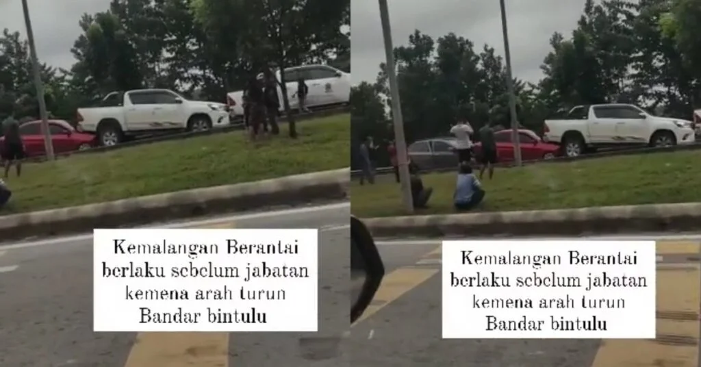 Kemalangan berantai 4 buah kenderaan di Bintulu