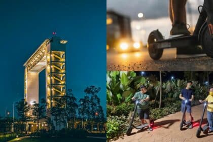 Pertama Di Kuching, Sewa E-scooter Dan Terokai Batu Kawa Riverbank Park Malam Hari