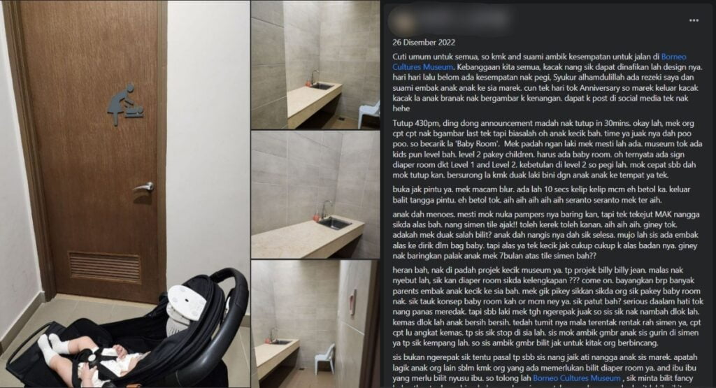 Bengang Bilik Bayi Tidak Beralas Di Muzium Borneo Cultures, Tindakan Wanita Ini Undang Komen Netizen