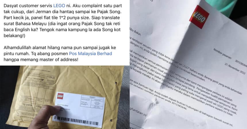Sanggup Hantar 1 Part Kecil Dari Jerman Beserta Surat Dalam BM, Netizen Puji Servis Mantap LEGO