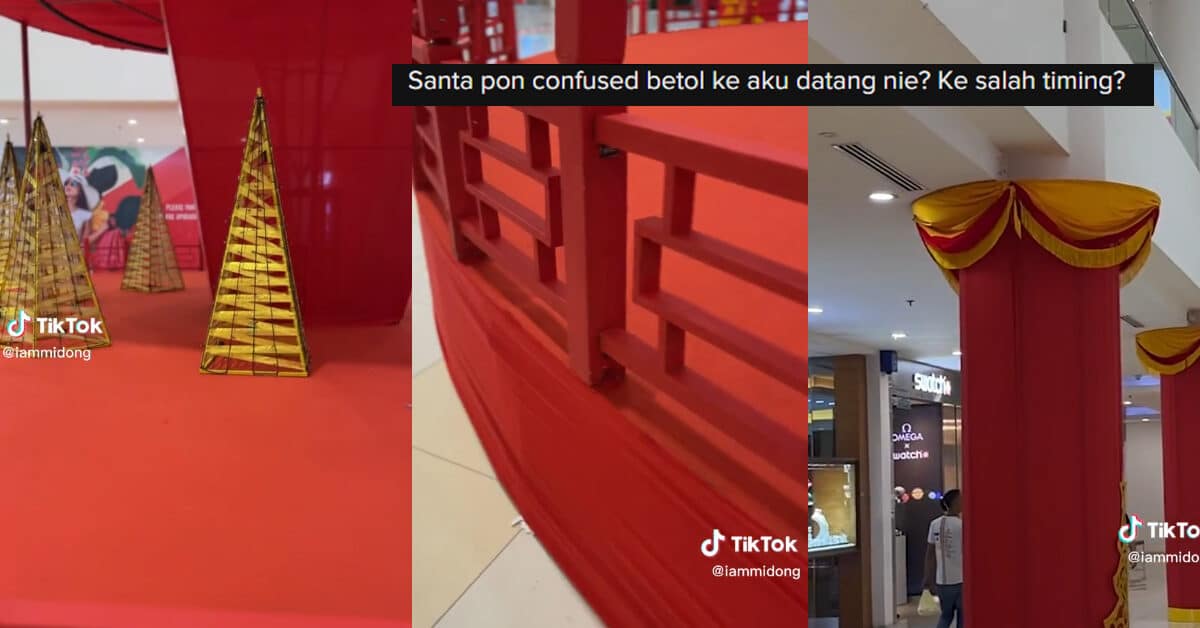 'Ni Santa Claus Datang Naik Lion Dance,' Hiasan Krismas x CNY Di Suria Mall Sabah Buat Netizen Terhibur