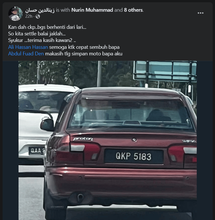 Kes Langgar Lari Warga Emas Di Kuching, Netizen Mohon Kerjasama Kesan Proton Wira Merah