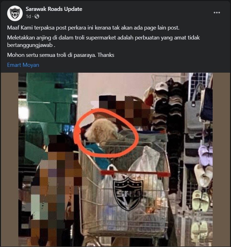 Tular Bawa Anjing Di Dalam Troli, Netizen Puji Tindakan Pantas Pekerja Emart Moyan