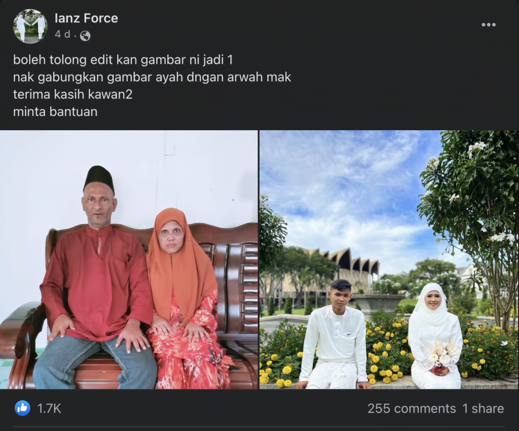 Wanita Dari Kuching Ini Gembira Netizen Edit Gambar Kahwin Bersama Arwah Ibu