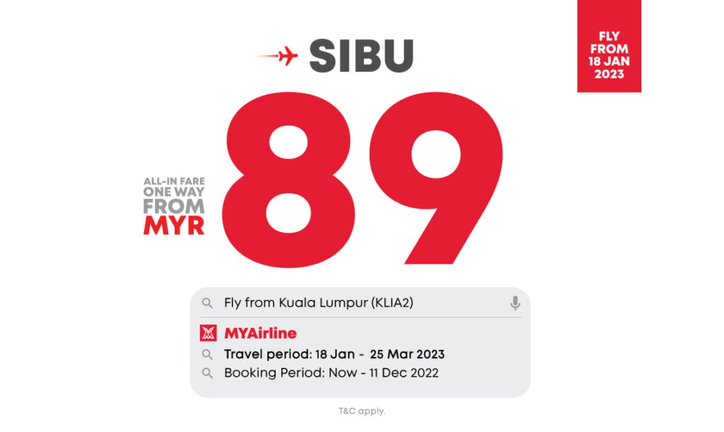 Buka Laluan Baru, MYAirline Tawar Tiket Serendah RM89 Dari KL Ke Sibu