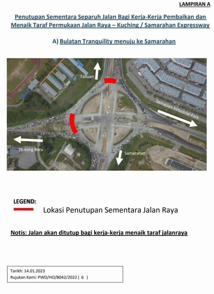 Notis Penutupan Sementara Bulatan TT3 Bermula Malam Ini Hingga 4 Pagi Esok