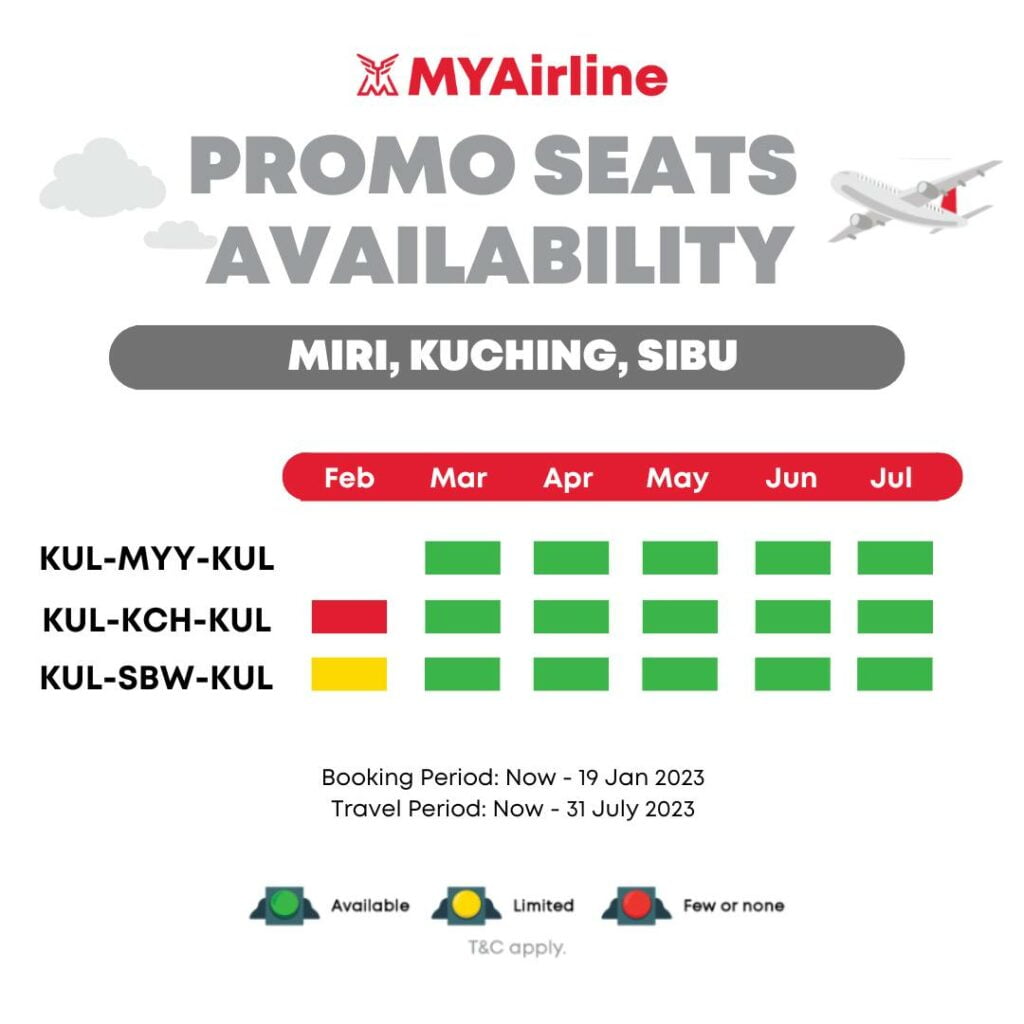 MYAirline Lancar Promo Sarawak Super Sale Dengan Tempat Duduk Dan 15KG Bagasi Percuma