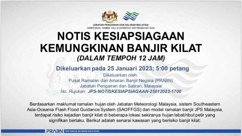 NADMA Keluar Notis Kemungkinan Banjir Kilat Di Sarawak, Ini Senarai Lokasi Terjejas