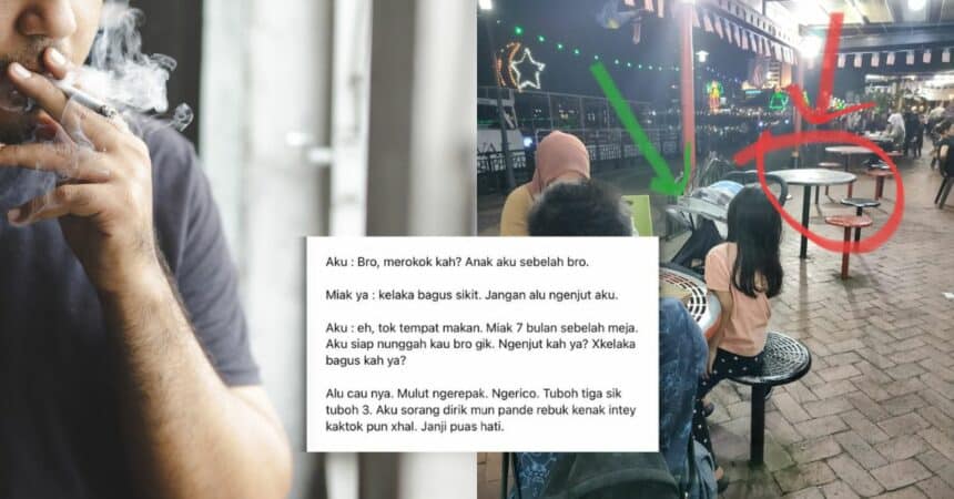 ‘Koyak’ Ditegur Merokok Di Tempat Awam, Tindakan Bapa Bayi 7 Bulan Dari Kuching Ini Dipuji Netizen