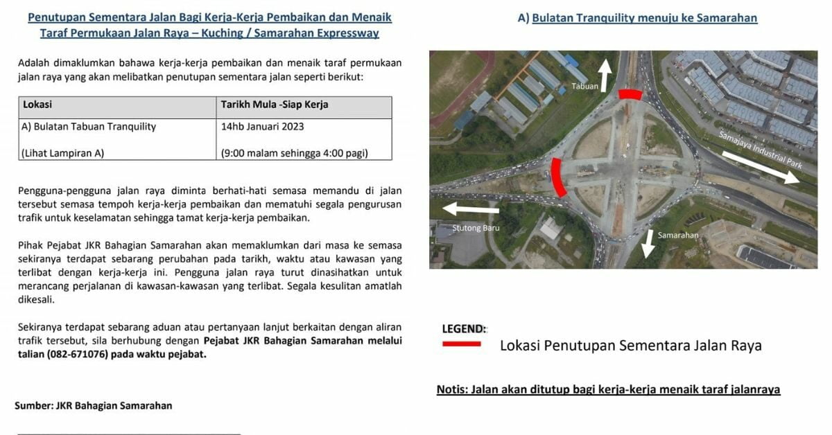 Notis Penutupan Sementara Bulatan TT3 Bermula Malam Ini Hingga 4 Pagi Esok