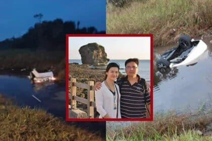 Suami Maut, Isteri Cedera Kereta Dipandu Terbalik Menjunam Dalam Parit Di Sibu