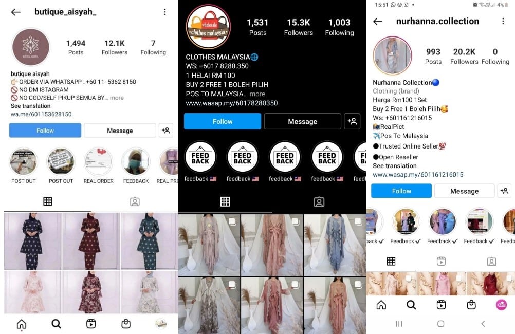 Awas Tawaran Baju Murah Di Media Sosial, Individu Ini Kongsi Senarai Scammer IG Shop