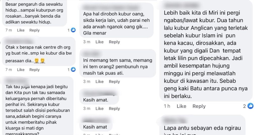Tular Kubur Bill Kayong Dirosakkan Di Miri, Netizen Risau Dan Gesa Ada Tindakan Sewajarnya