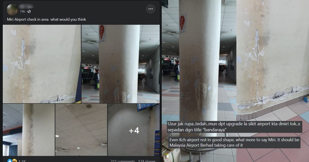 Dinding Terkopek Dan Berkulat, Keadaan Lapangan Terbang Miri Jadi Perhatian Netizen